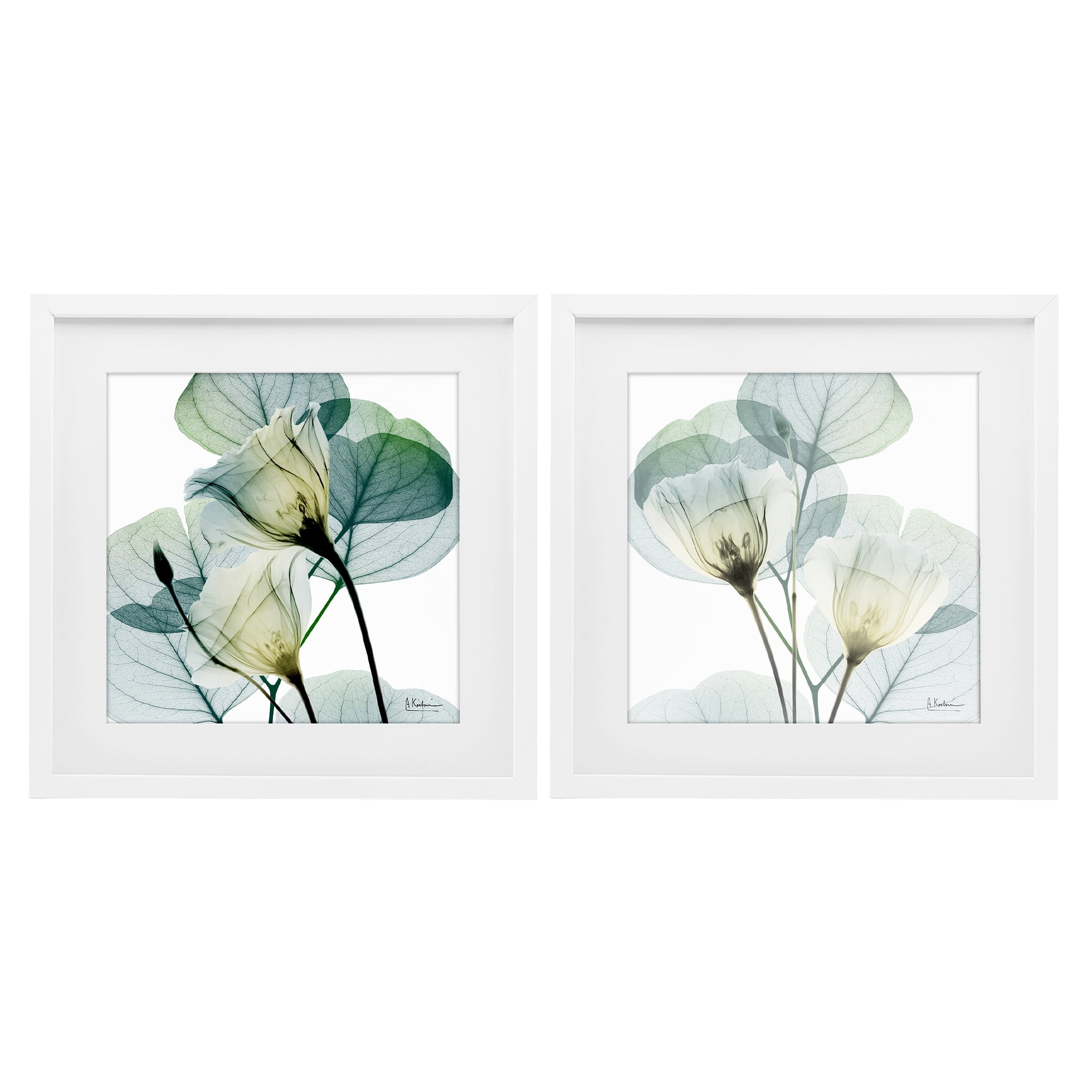 Stupell Industries Divine Fate Flowers 2 Piece White Framed Print Under Glass Set, design by Albert Koetsier