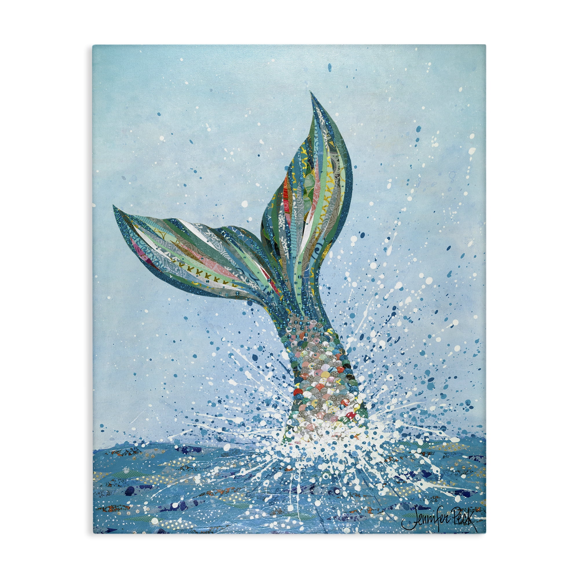 Stupell Industries Diving Mermaid Tail Fairy Tales & Fantasy Painting Gallery Wrapped Canvas Art Print Wall Art, 30 x 40
