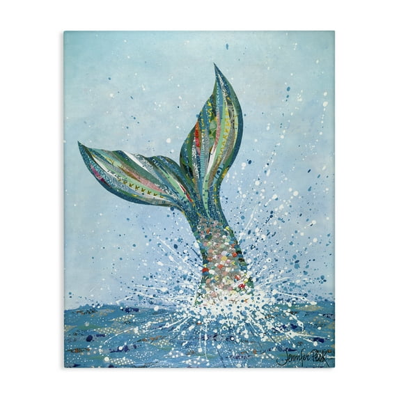 Stupell Industries Diving Mermaid Tail Fairy Tales & Fantasy Painting Gallery Wrapped Canvas Art Print Wall Art, 30 x 40