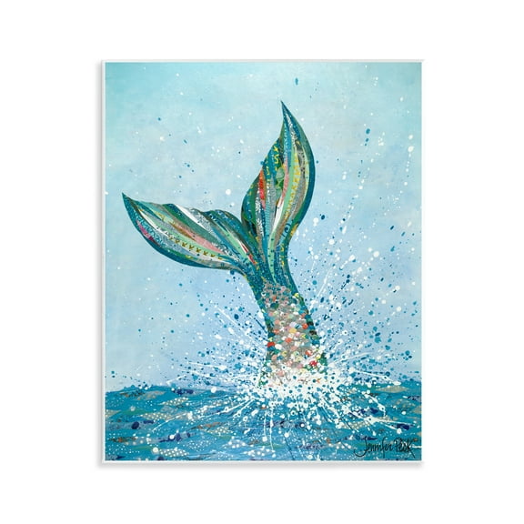Stupell Industries Diving Mermaid Tail Fairy Tales & Fantasy Painting Unframed Art Print Wall Art, 11 x 14