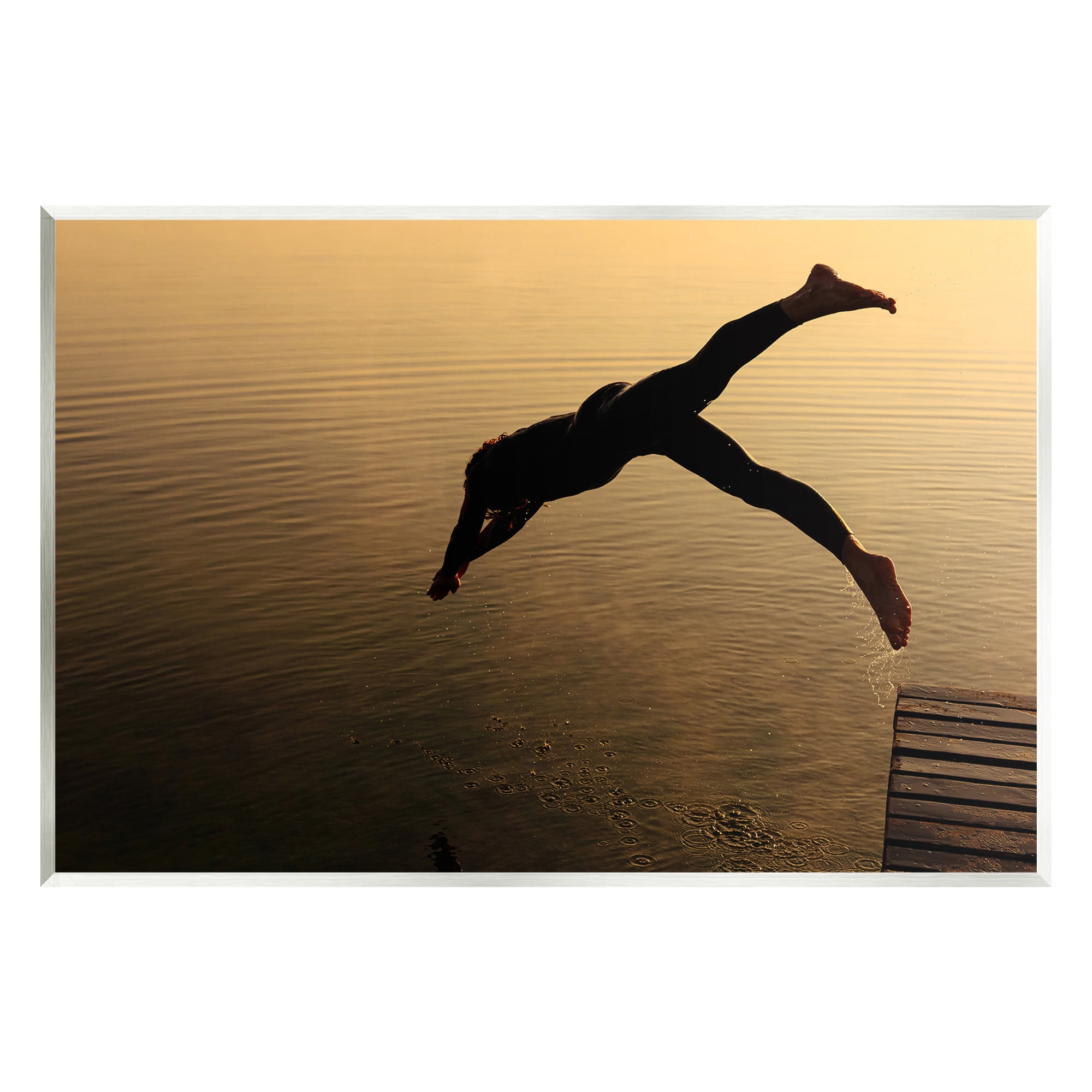 Stupell Industries Diving Off Dock Silhouette Novelty Photography Unframed Art Print Wall Art, 19 x 13