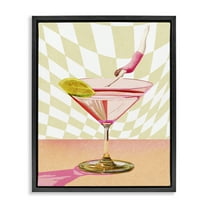 Stupell Industries Diving into Cocktail Food & Beverage Painting Black Floater Framed Canvas Art Print Wall Art, 17 x 21