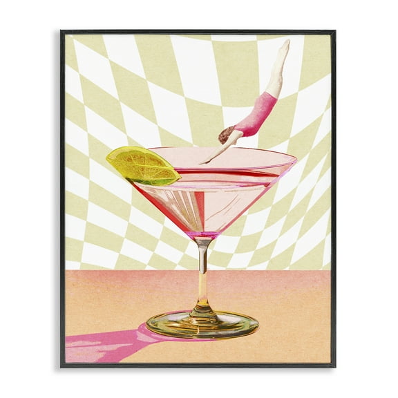 Stupell Industries Diving into Cocktail Food & Beverage Painting Black Framed Art Print Wall Art, 11 x 14