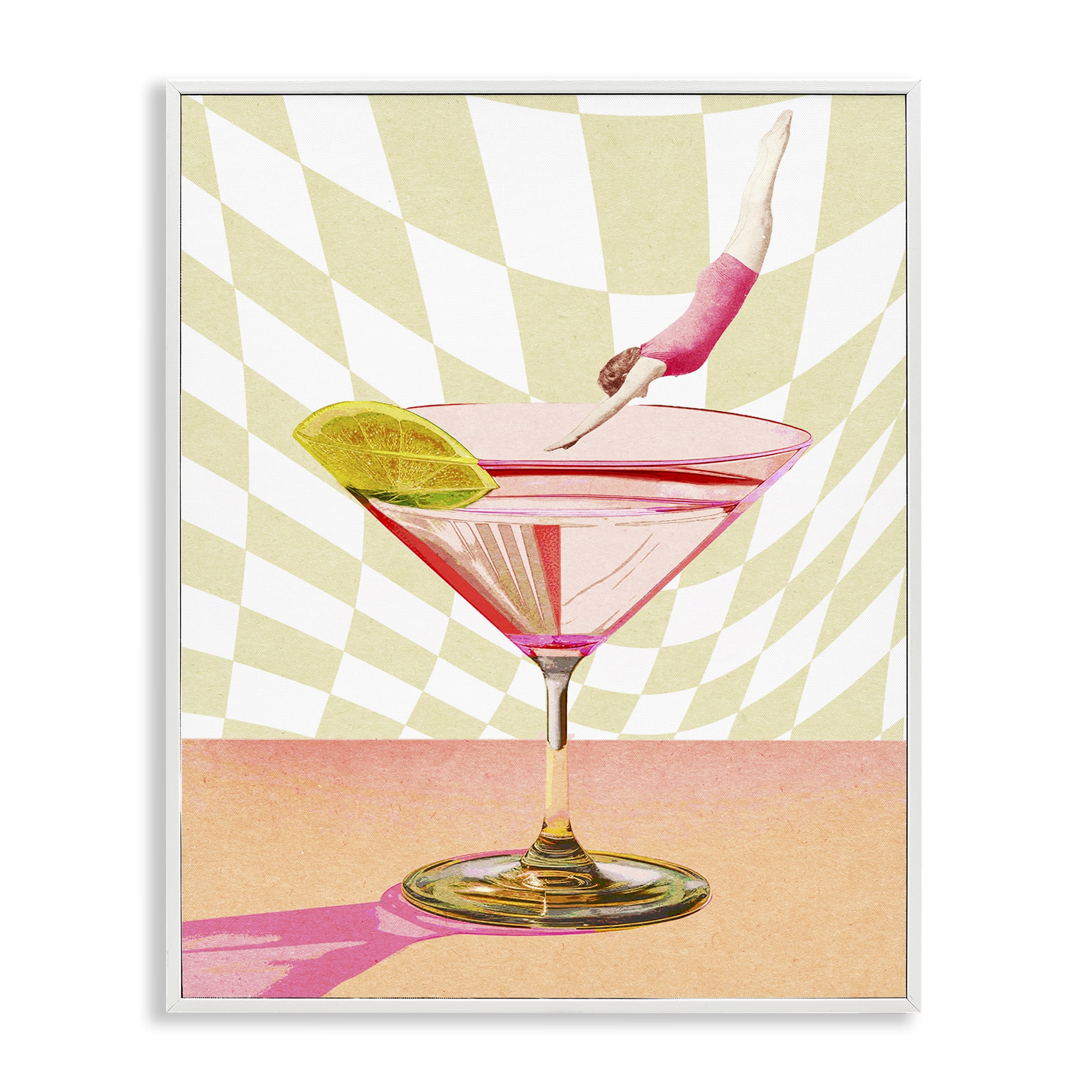 Stupell Industries Diving into Cocktail Food & Beverage Painting White Framed Art Print Wall Art, 16 x 20