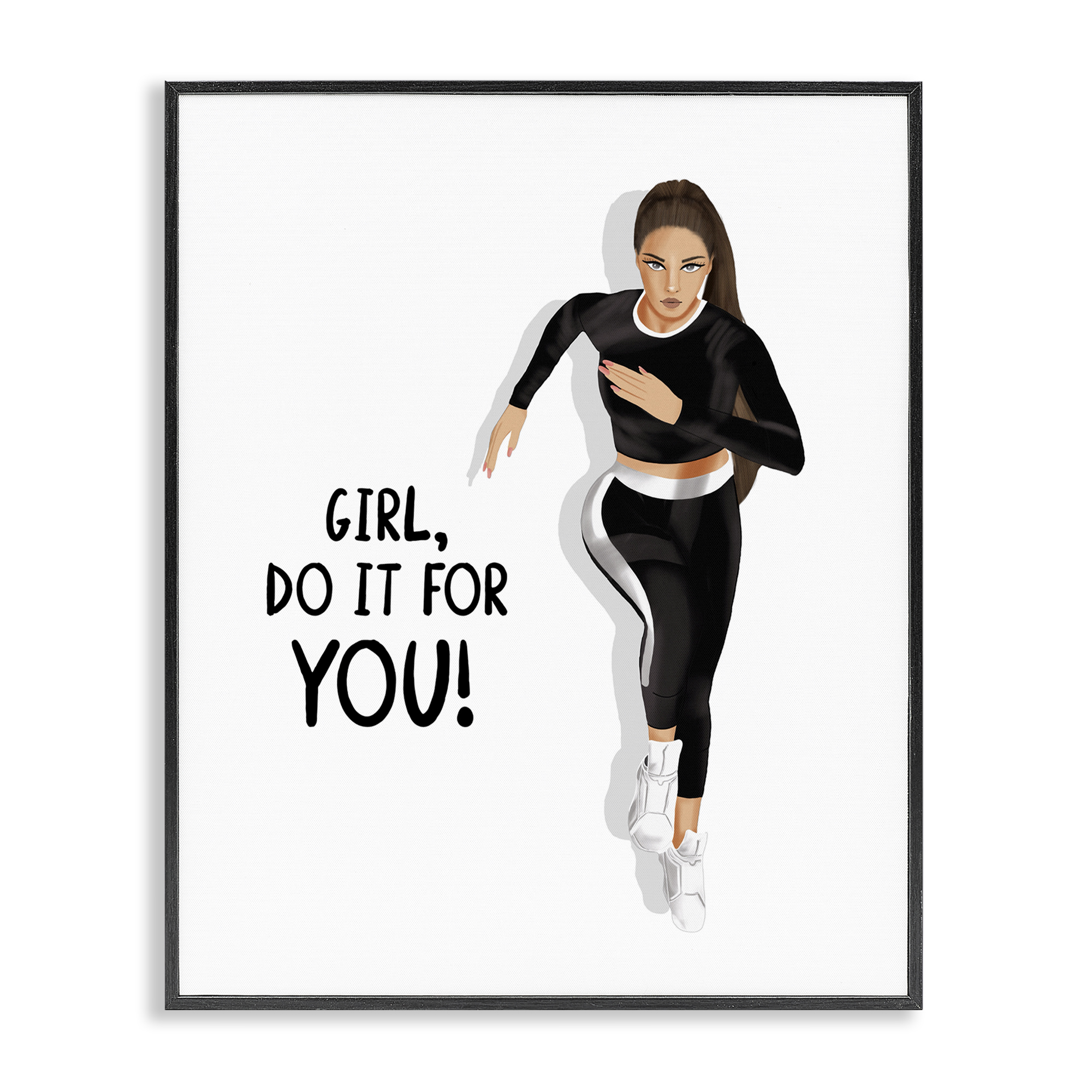 Stupell Industries Do It For You Girl People Painting Black Framed Art Print Wall Art, 16 x 20