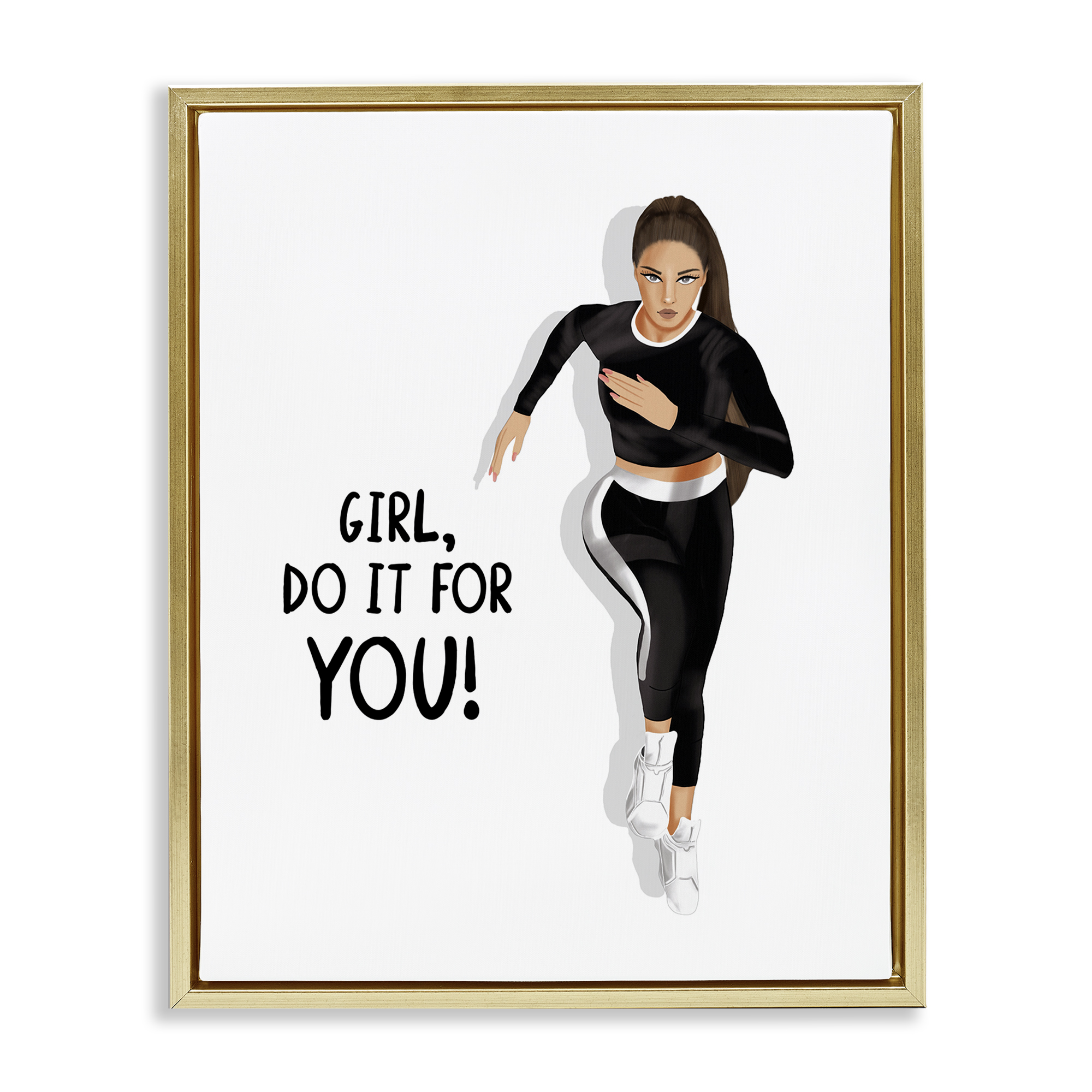 Stupell Industries Do It For You Girl People Painting Gold Floater Framed Canvas Art Print Wall Art, 17 x 21
