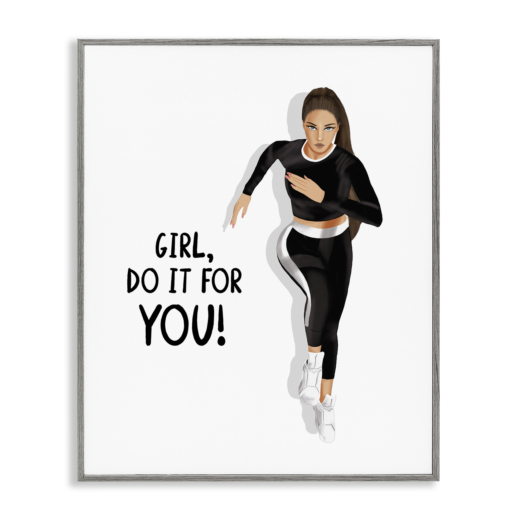 Stupell Industries Do It For You Girl People Painting Gray Framed Art Print Wall Art, 16 x 20