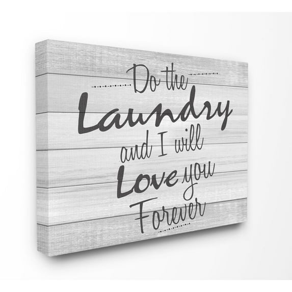 Stupell Industries Do Laundry Bathroom Black And White Word Design Canvas Wall Art by Kimberly Allen