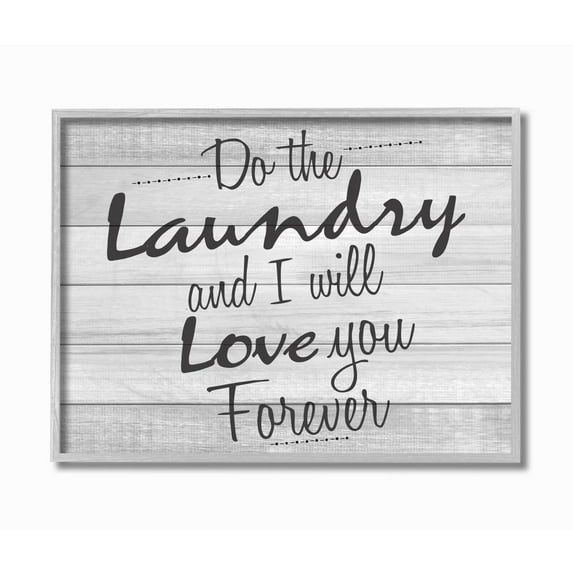 Stupell Industries Do Laundry Bathroom Black And White Word Design Gray Farmhouse Rustic Framed Giclee Texturized Art by Kimberly Allen