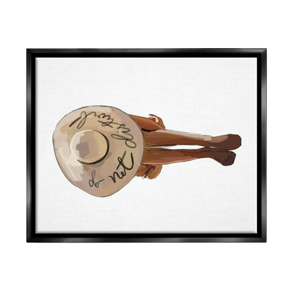 Stupell Industries Do Not Disturb Beach Woman Relaxing Sun Hat Graphic Art Jet Black Floating Framed Canvas Print Wall Art, Design by Amelia Noyes