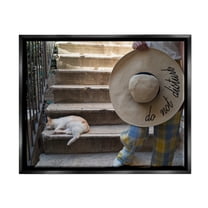 Stupell Industries Do Not Disturb Cat Animals & Insects Photography Black Floater Framed Canvas Art Print Wall Art, 21 x 17