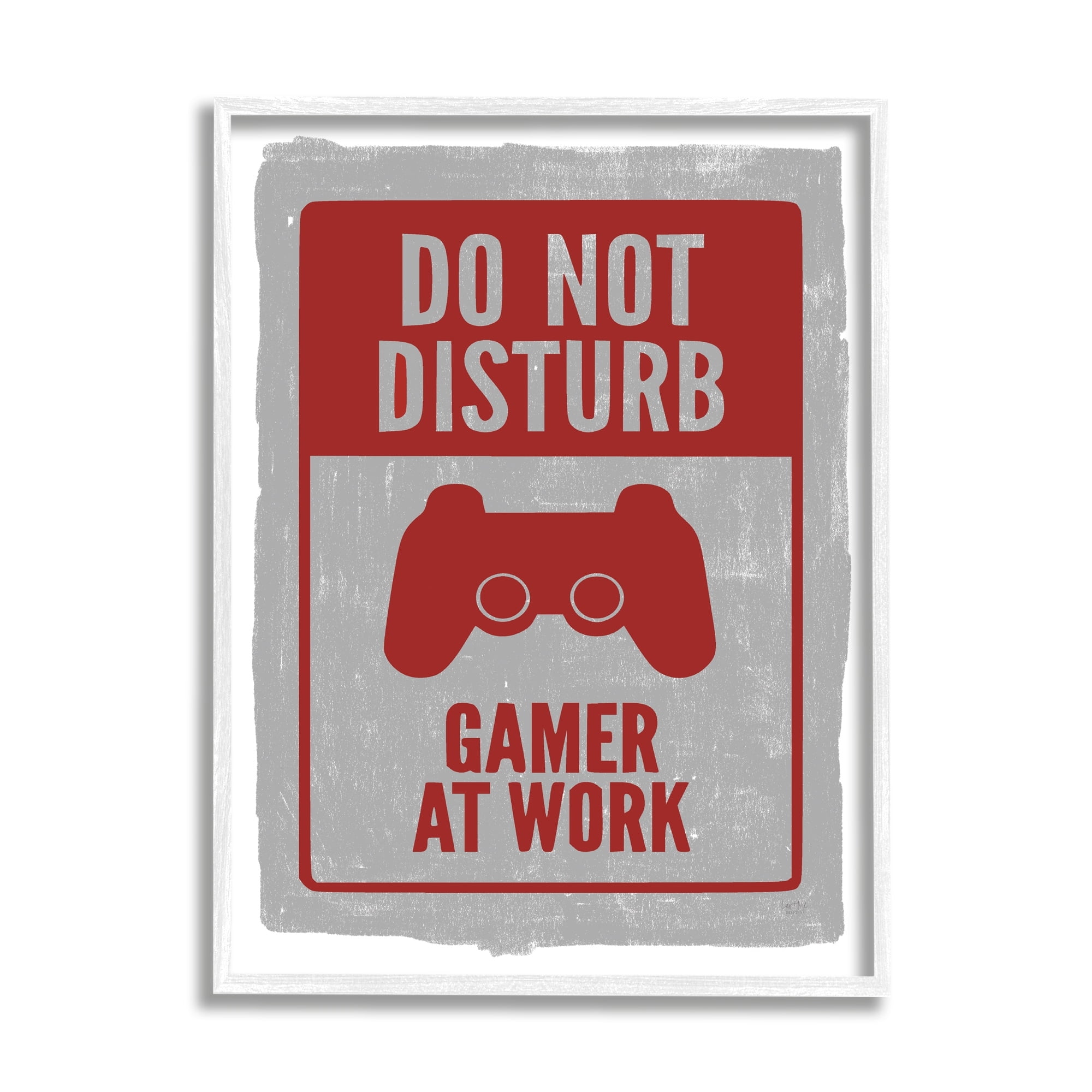 Stupell Industries Do Not Disturb Gamer Red Vintage Style Sign Graphic Art White Framed Art Print Wall Art, 16x20, by Lux + Me Designs