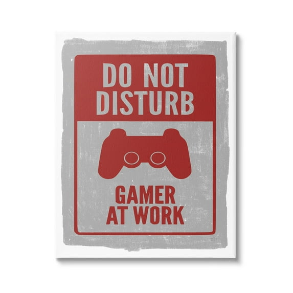 Stupell Industries Do Not Disturb Gamer Red Vintage Style Sign Kids Painting Gallery-Wrapped Canvas Print Wall Art, 36 x 48, Design by Lux + Me Designs