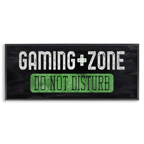 Stupell Industries Do Not Disturb Gaming Zone Quotes and Sayings Painting Black Framed Art Print Wall Art, 24 x 10