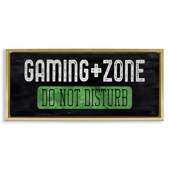 Stupell Industries Do Not Disturb Gaming Zone Quotes and Sayings Painting Gold Floater Framed Canvas Art Print Wall Art, 25 x 11