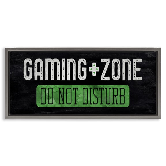 Stupell Industries Do Not Disturb Gaming Zone Quotes and Sayings Painting Gray Floater Framed Canvas Art Print Wall Art, 25 x 11