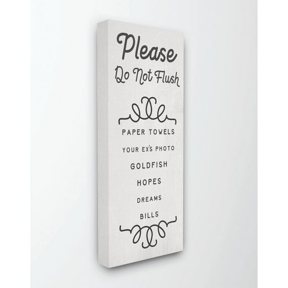 Stupell Industries Do Not Flush Funny Bathroom Word Design Canvas Wall Art by Daphne Polselli