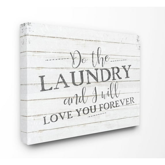 Stupell Industries Do The Laundry Bathroom Black And White Word Design Canvas Wall Art by Kimberly Allen