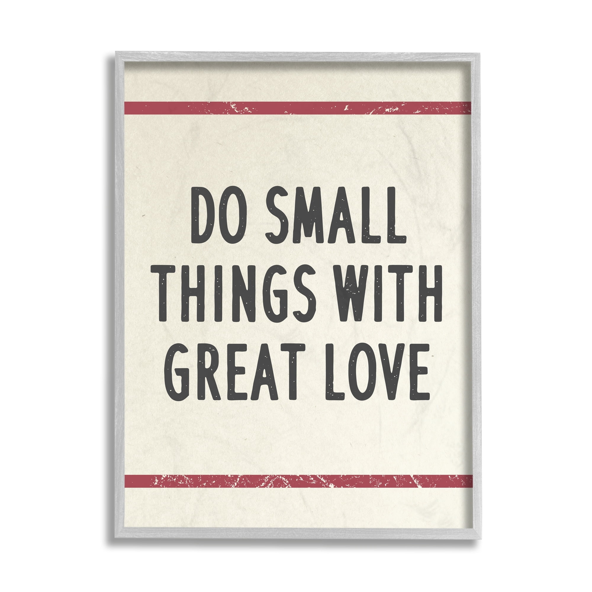 Stupell Industries Do Things with Great Love Red Bistro Stripe Gray Framed by Daphne Polselli