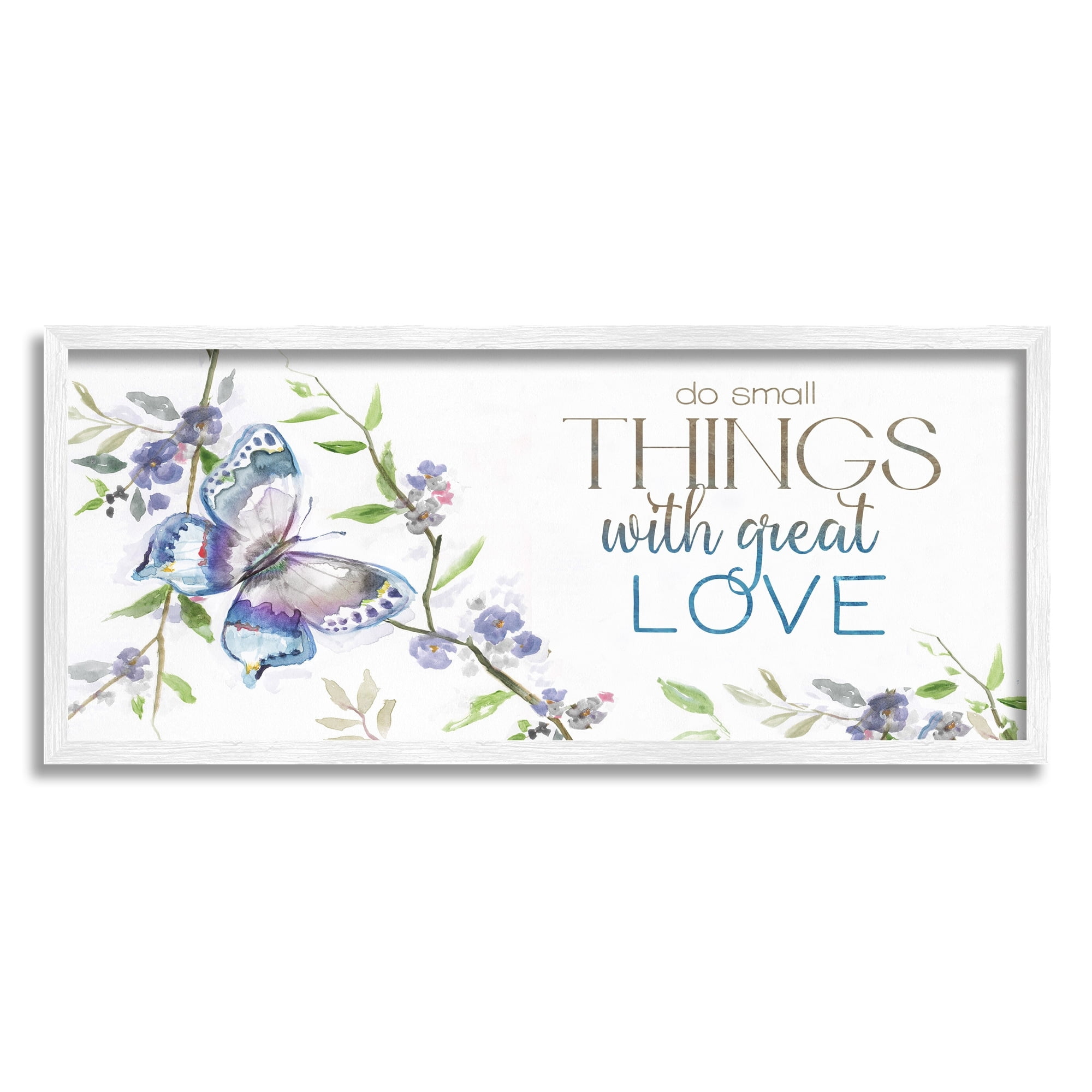 Stupell Industries Do Things with Love Leaf Flower Branches Butterfly,30 x 13, Design by Nan
