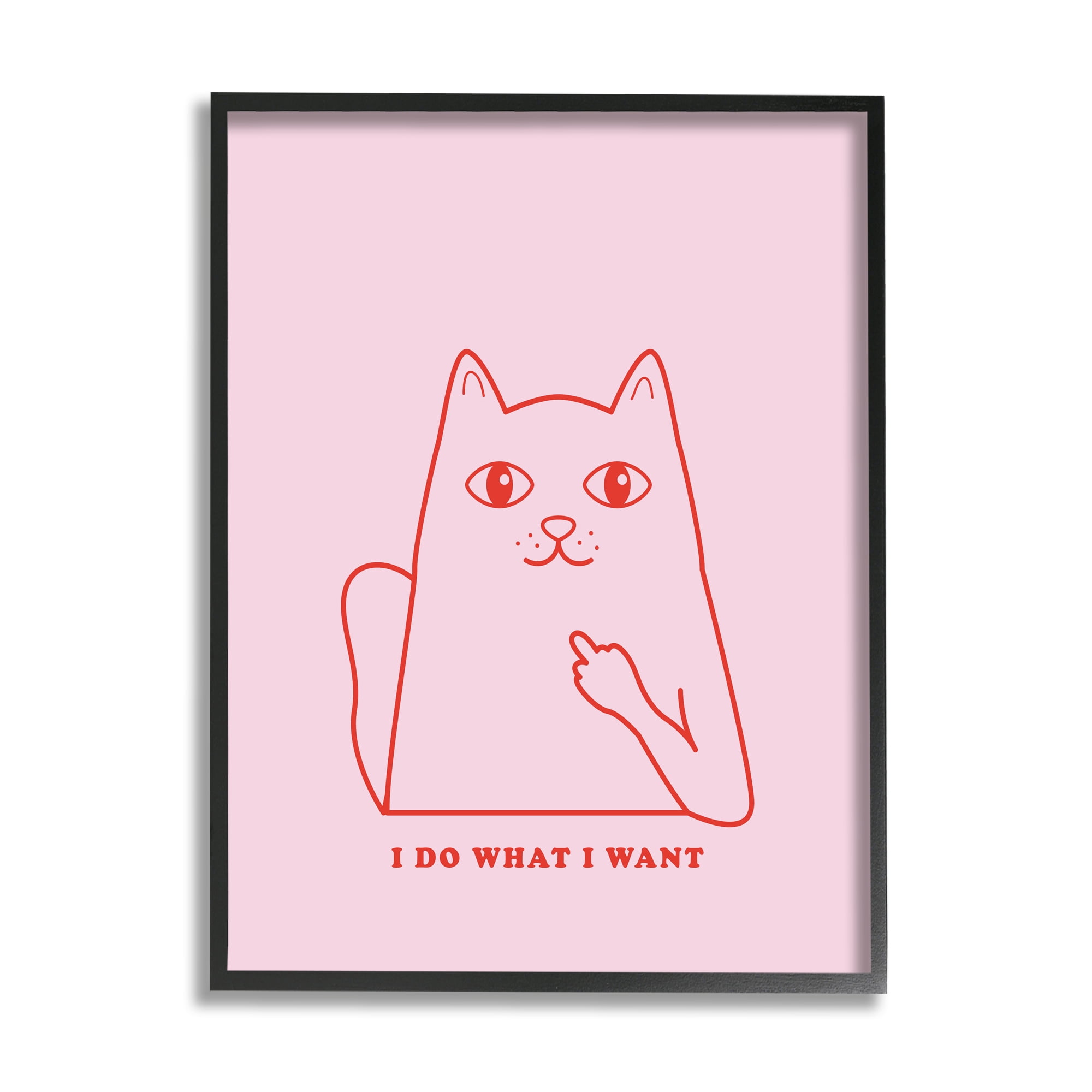 Stupell Industries Do What I Want Cat Animals & Insects Painting Black Framed Art Print Wall Art, 11 x 14