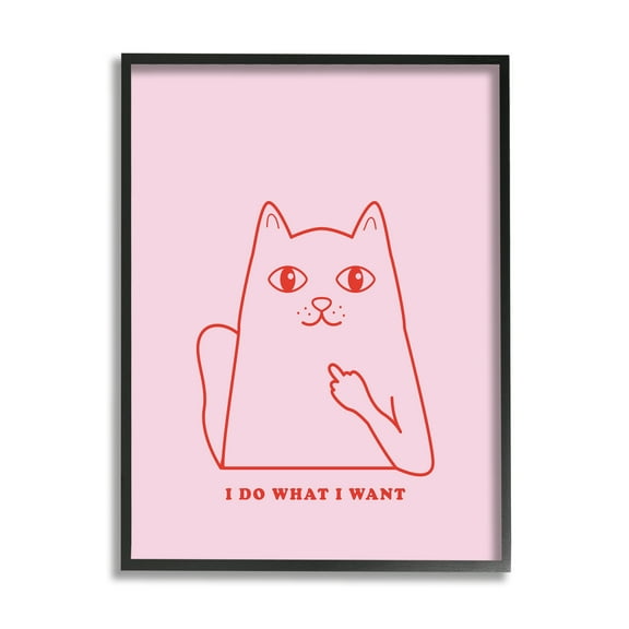 Stupell Industries Do What I Want Cat Animals & Insects Painting Black Framed Art Print Wall Art, 11 x 14