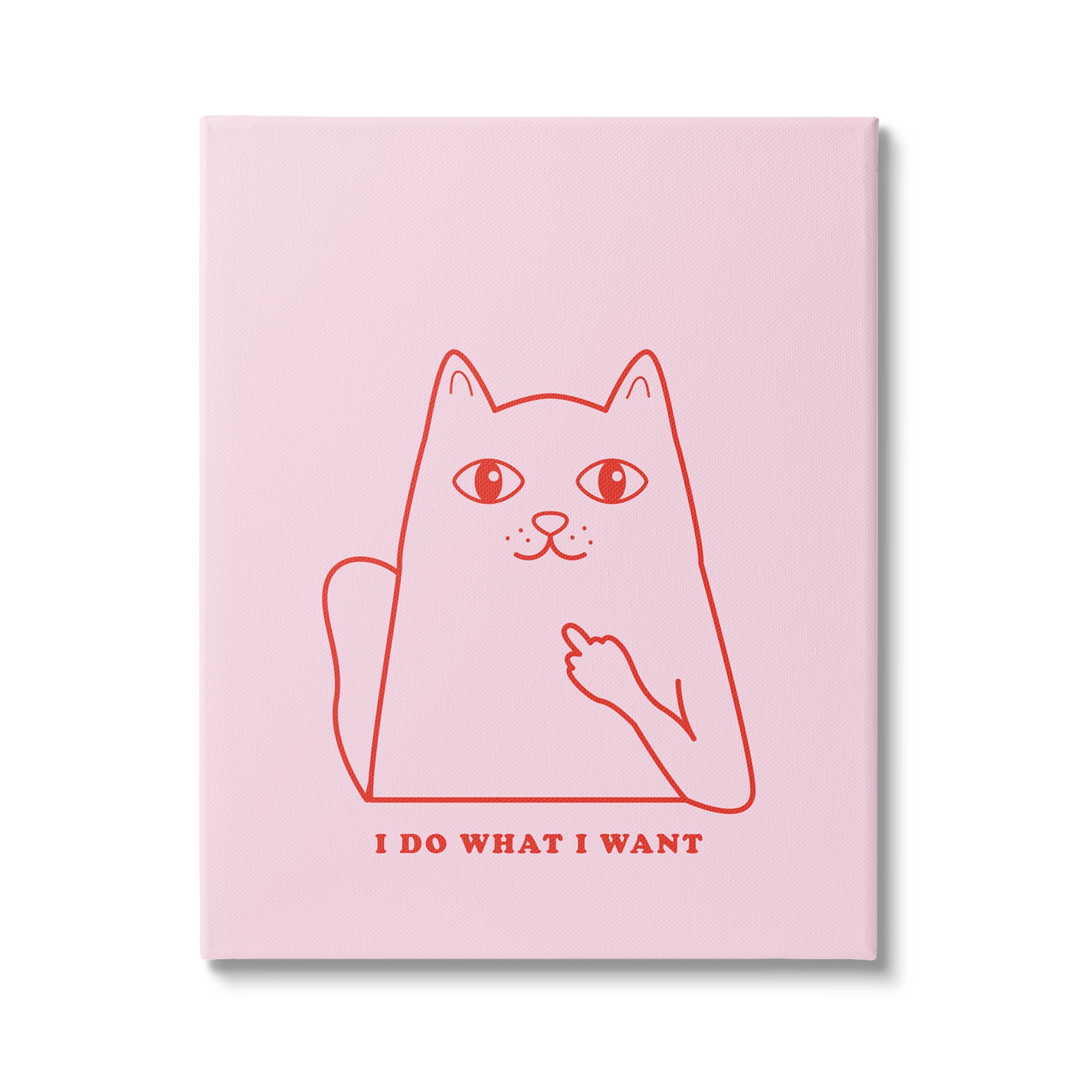 Playful Pink and Red Cat Canvas Wall Art, 24 x 30