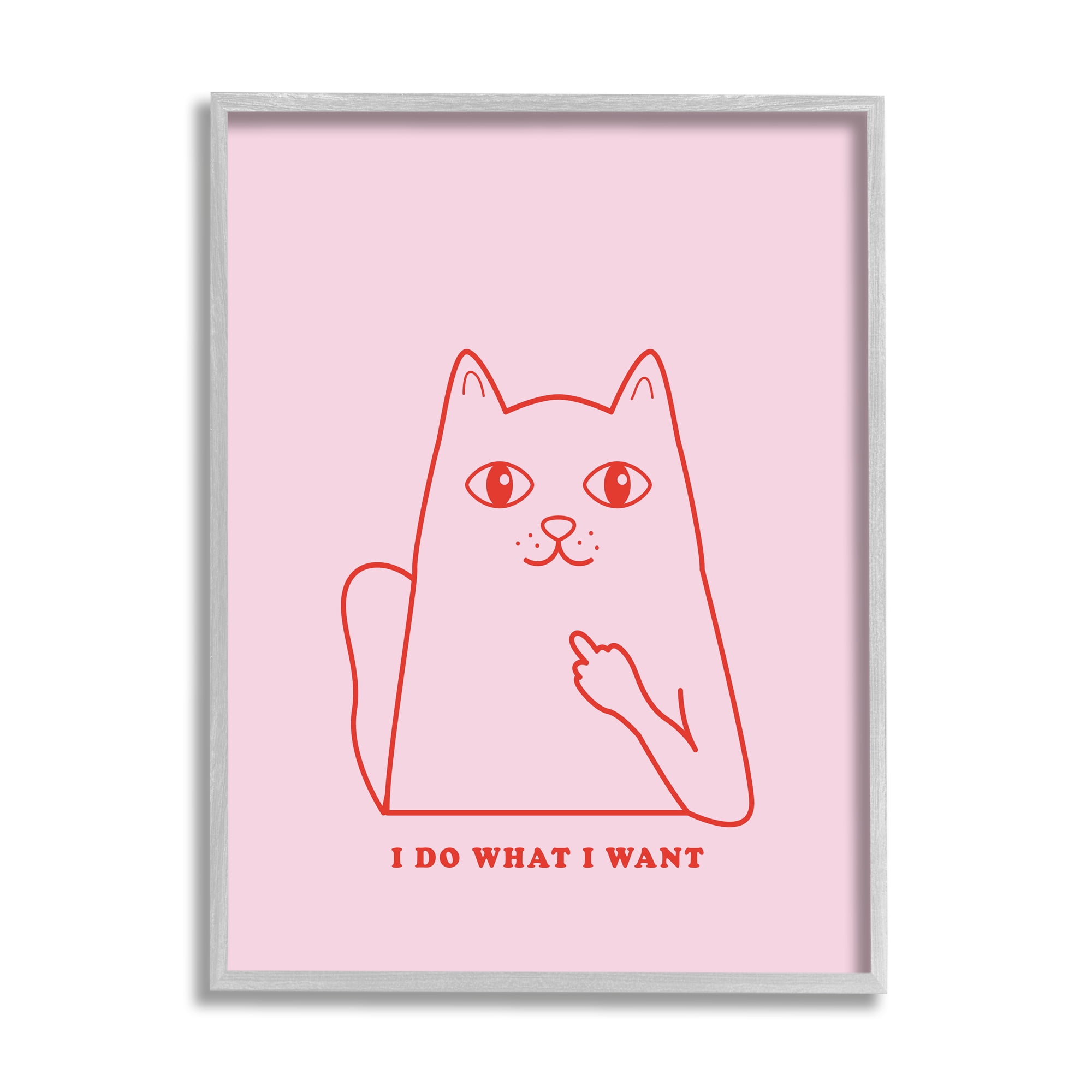 Stupell Industries Do What I Want Cat Animals & Insects Painting Gray Framed Art Print Wall Art, 24 x 30