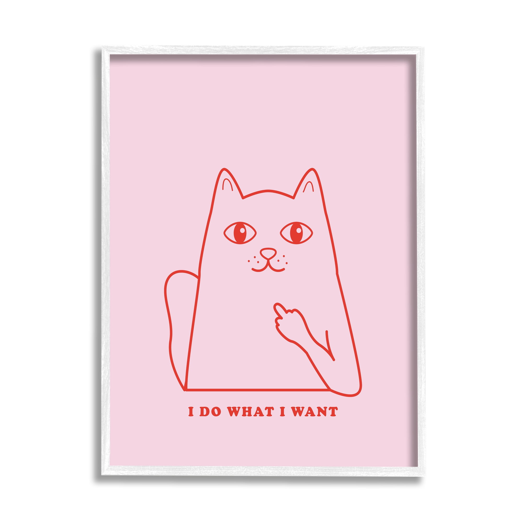 Stupell Industries Do What I Want Cat Animals & Insects Painting White Framed Art Print Wall Art, 11 x 14