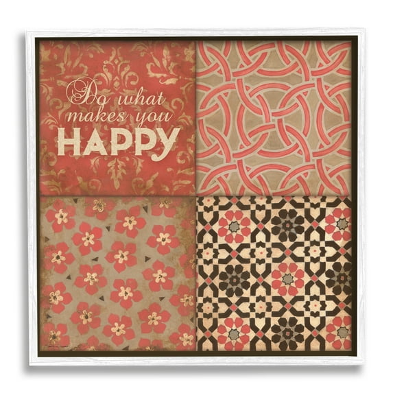 Stupell Industries Do What Makes You Happy Vintage Red Patterns, 12 x 12, Design by Stephanie Workman Marrott