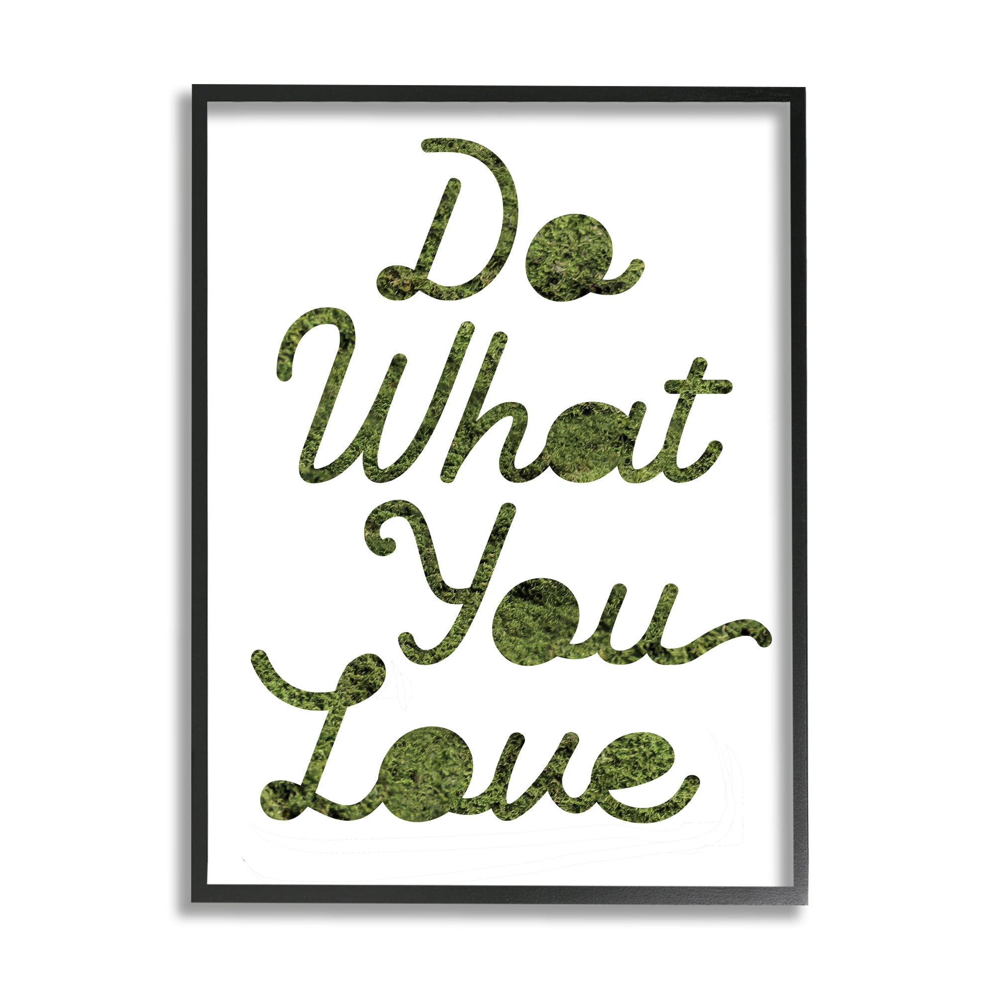 Stupell Industries Do What You Love Phrase Grass Pattern Minimal Text Inspirational Painting Black Framed Art Print Wall Art, 11 x 14