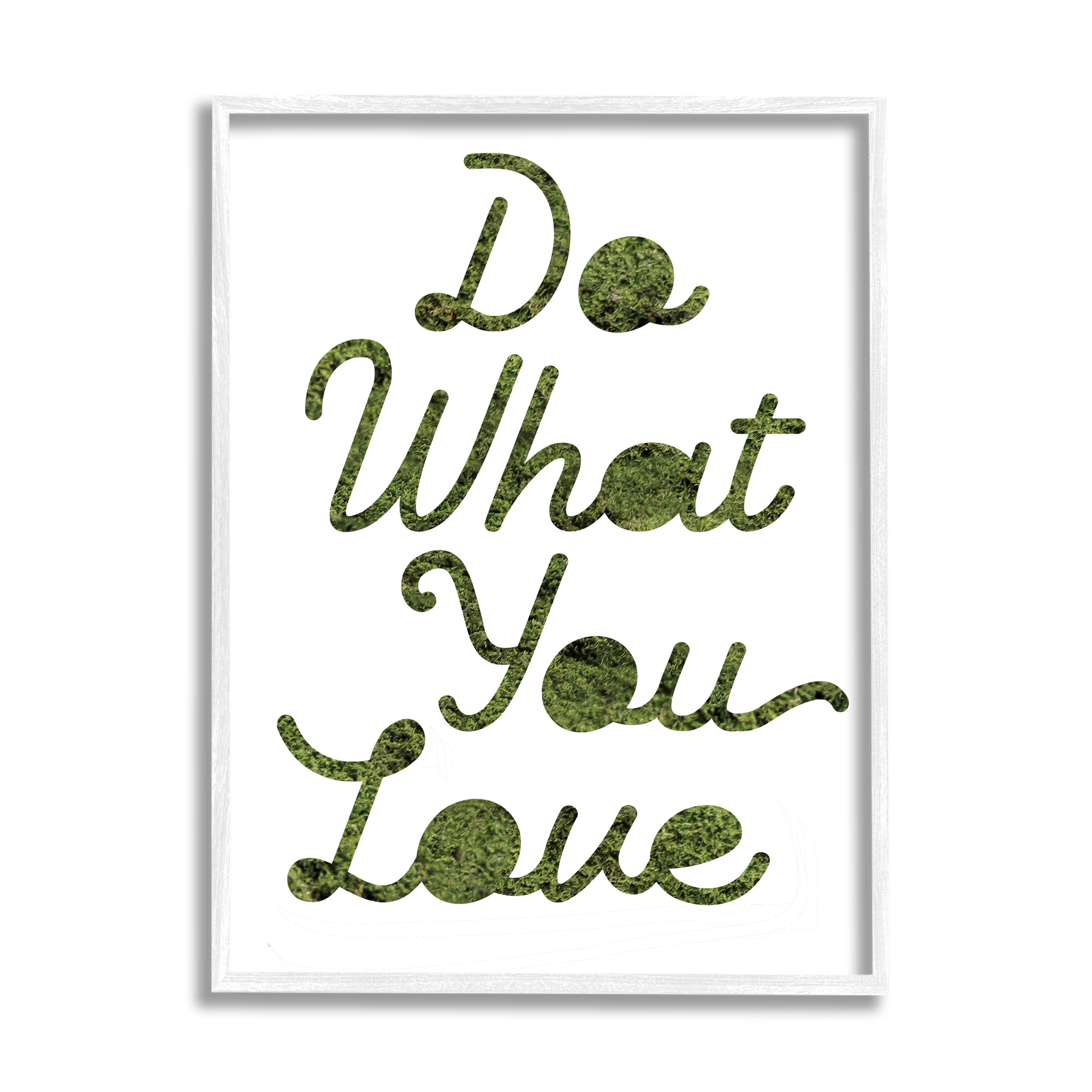 Stupell Industries Do What You Love Phrase Grass Pattern Minimal Text Inspirational Painting White Framed Art Print Wall Art, 24 x 30