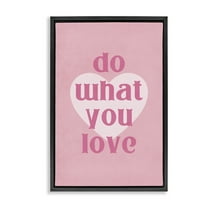 Stupell Industries Do What You Love Pink Text & Numbers Painting Black Floater Framed Canvas Art Print Wall Art, 17 x 25
