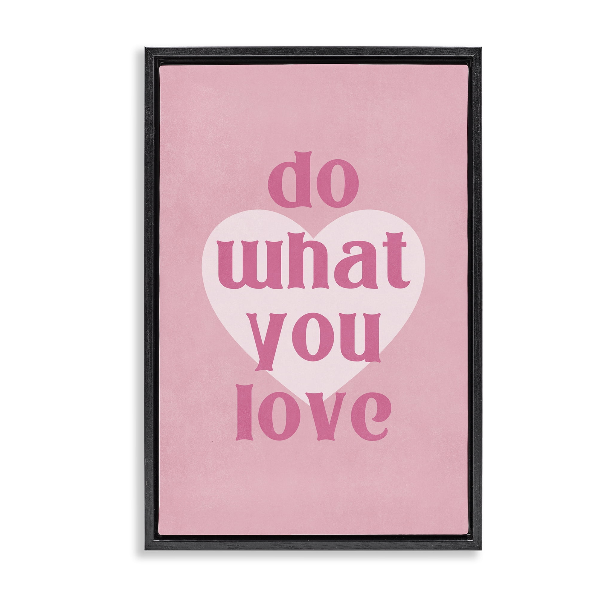 Stupell Industries Do What You Love Pink Text & Numbers Painting Black Floater Framed Canvas Art Print Wall Art, 21 x 31
