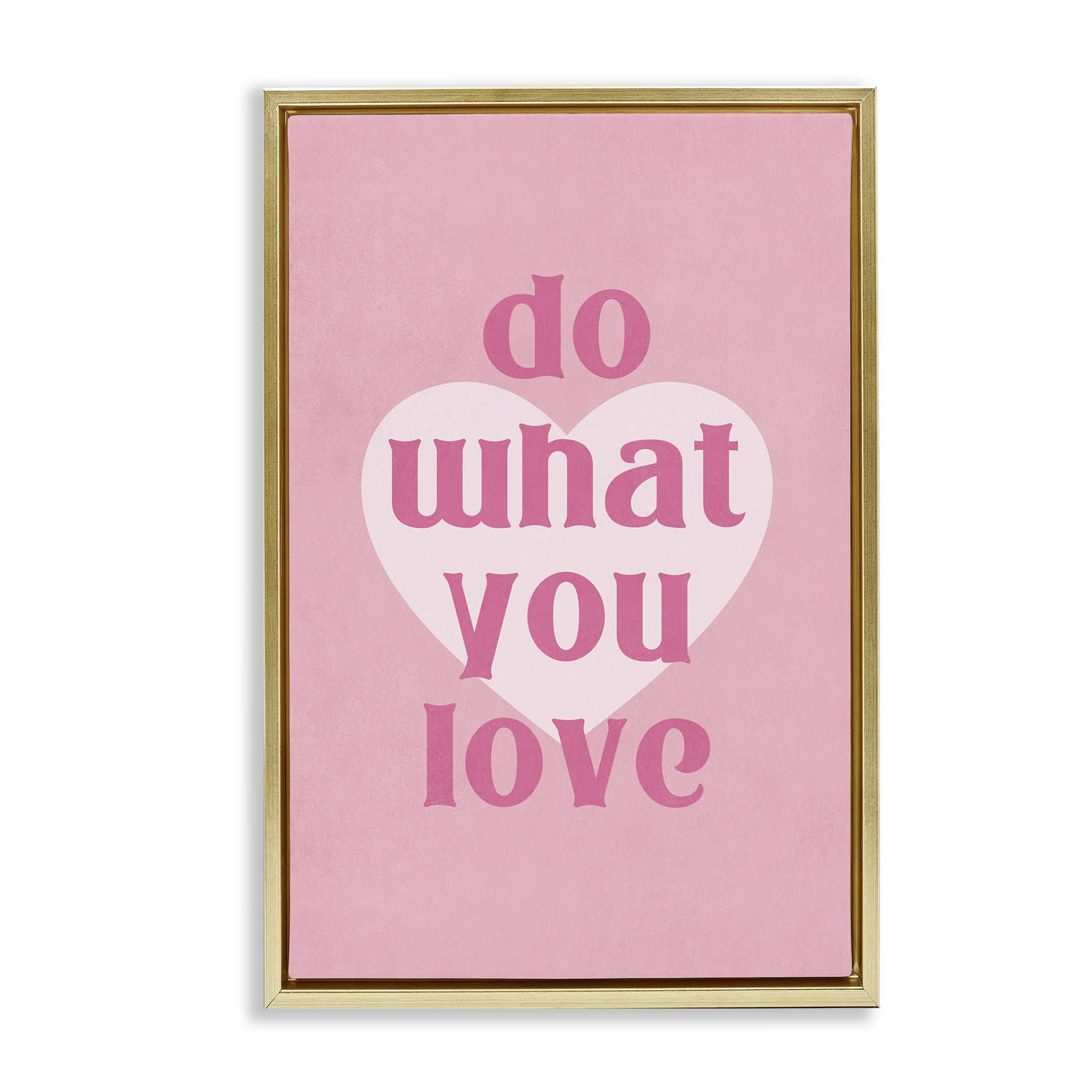 Stupell Industries Do What You Love Pink Text & Numbers Painting Gold Floater Framed Canvas Art Print Wall Art, 21 x 31