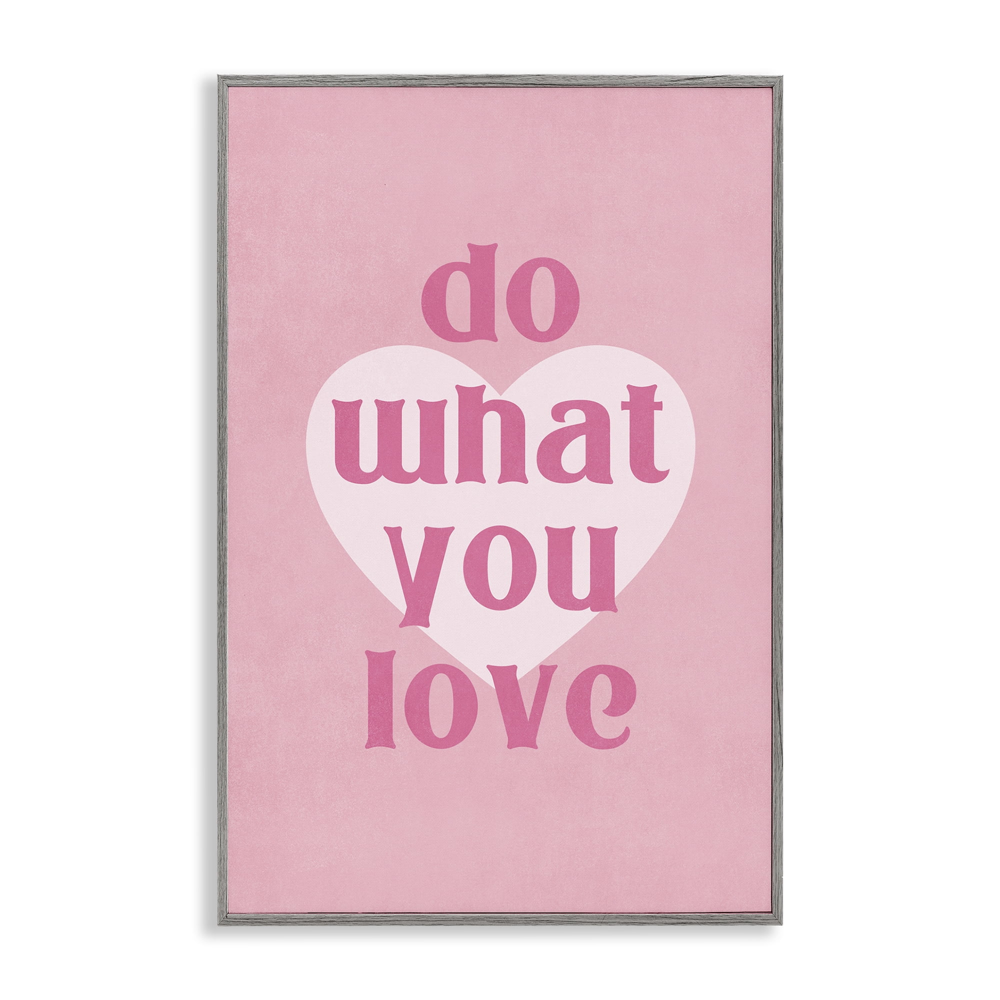 Stupell Industries Do What You Love Pink Text & Numbers Painting Gray Framed Art Print Wall Art, 16 x 24