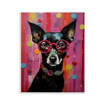 Stupell Industries Dobermann Dog with Glasses Animals Painting Unframed Art Print Wall Art, 11 x 14