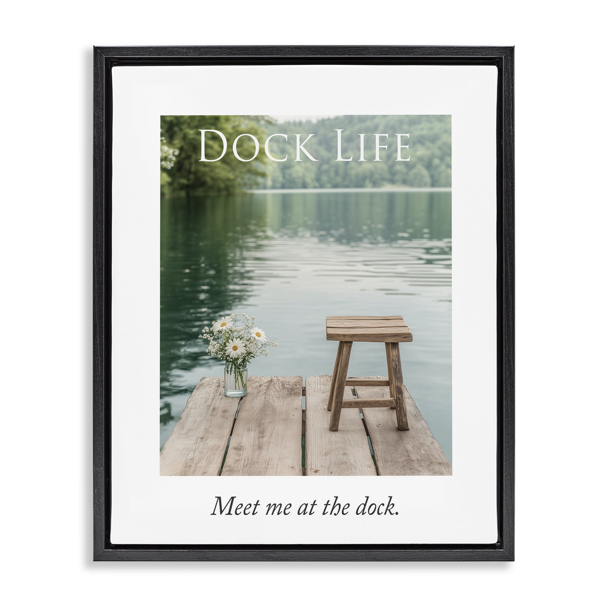 Stupell Industries Dock Life Calming Scenery Black Framed Floater Canvas Wall Art, design by A Barefoot Stylist