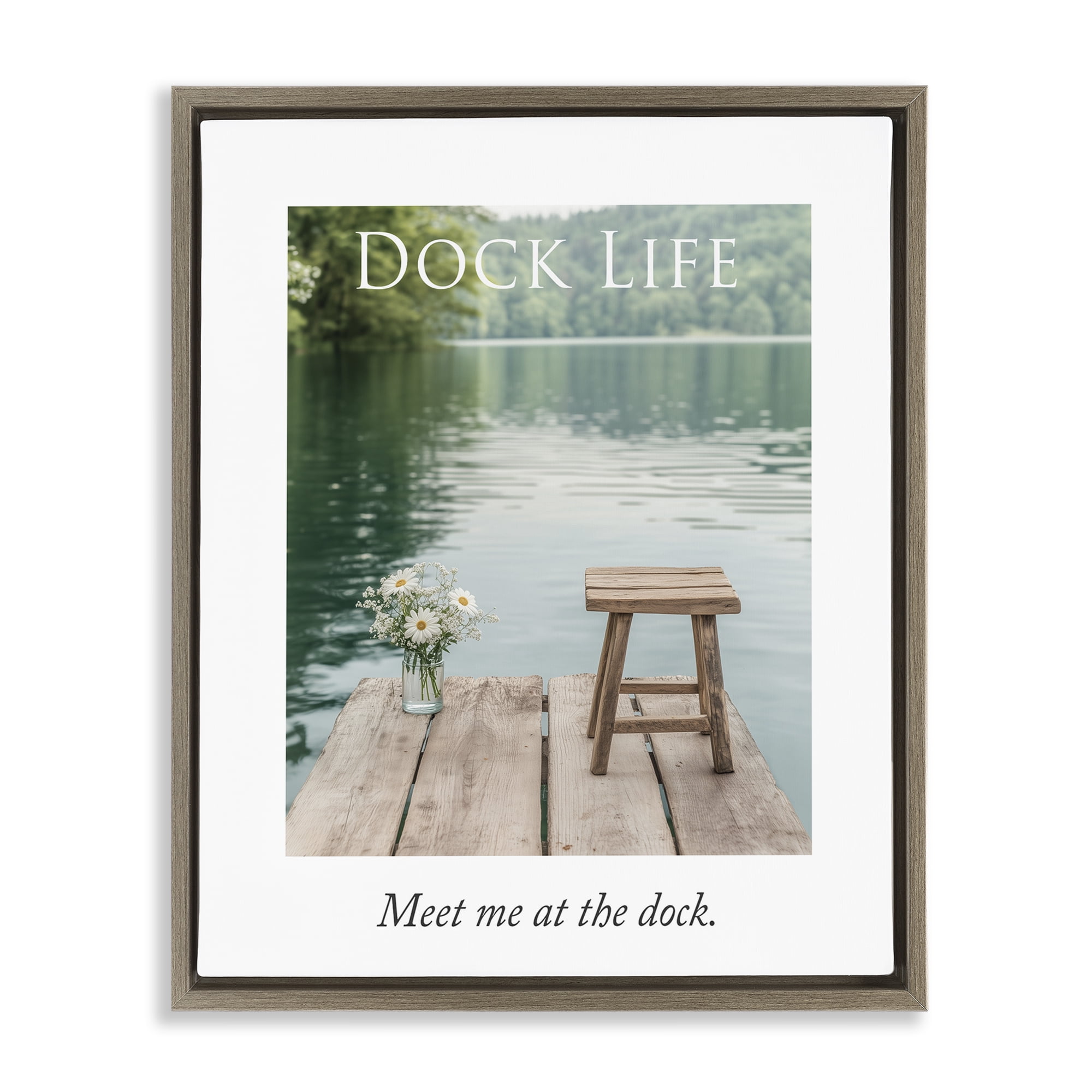 Stupell Industries Dock Life Calming Scenery Brown Framed Floater Canvas Wall Art, design by A Barefoot Stylist