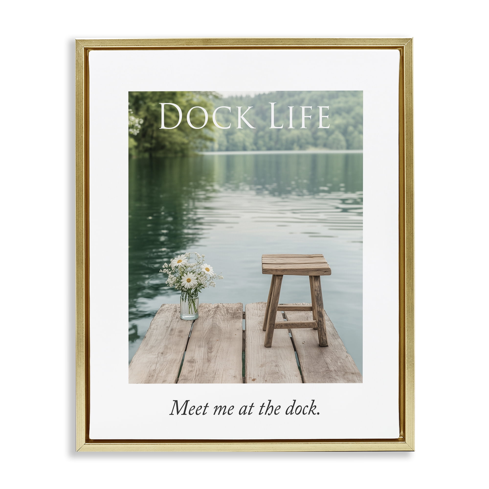 Stupell Industries Dock Life Calming Scenery Gold Framed Floater Canvas Wall Art, design by A Barefoot Stylist