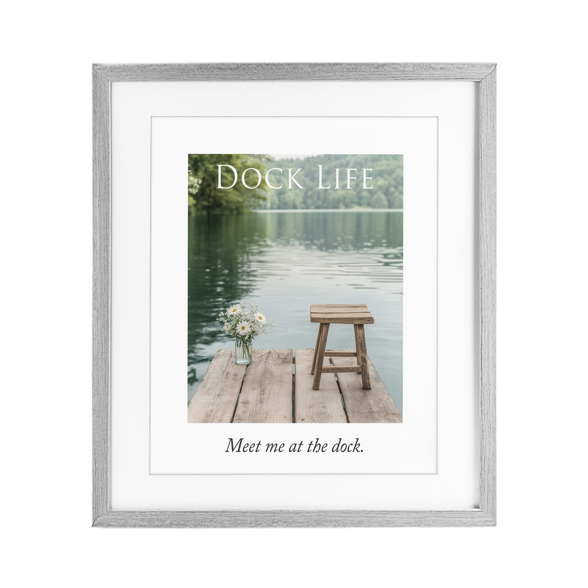Stupell Industries Dock Life Calming Scenery Gray Framed Print Under Glass, design by A Barefoot Stylist