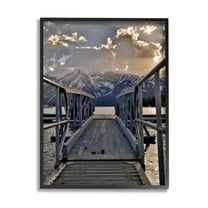 Stupell Industries Dock & Mountain View Landscape Photography Black Framed Art Print Wall Art, 11 x 14