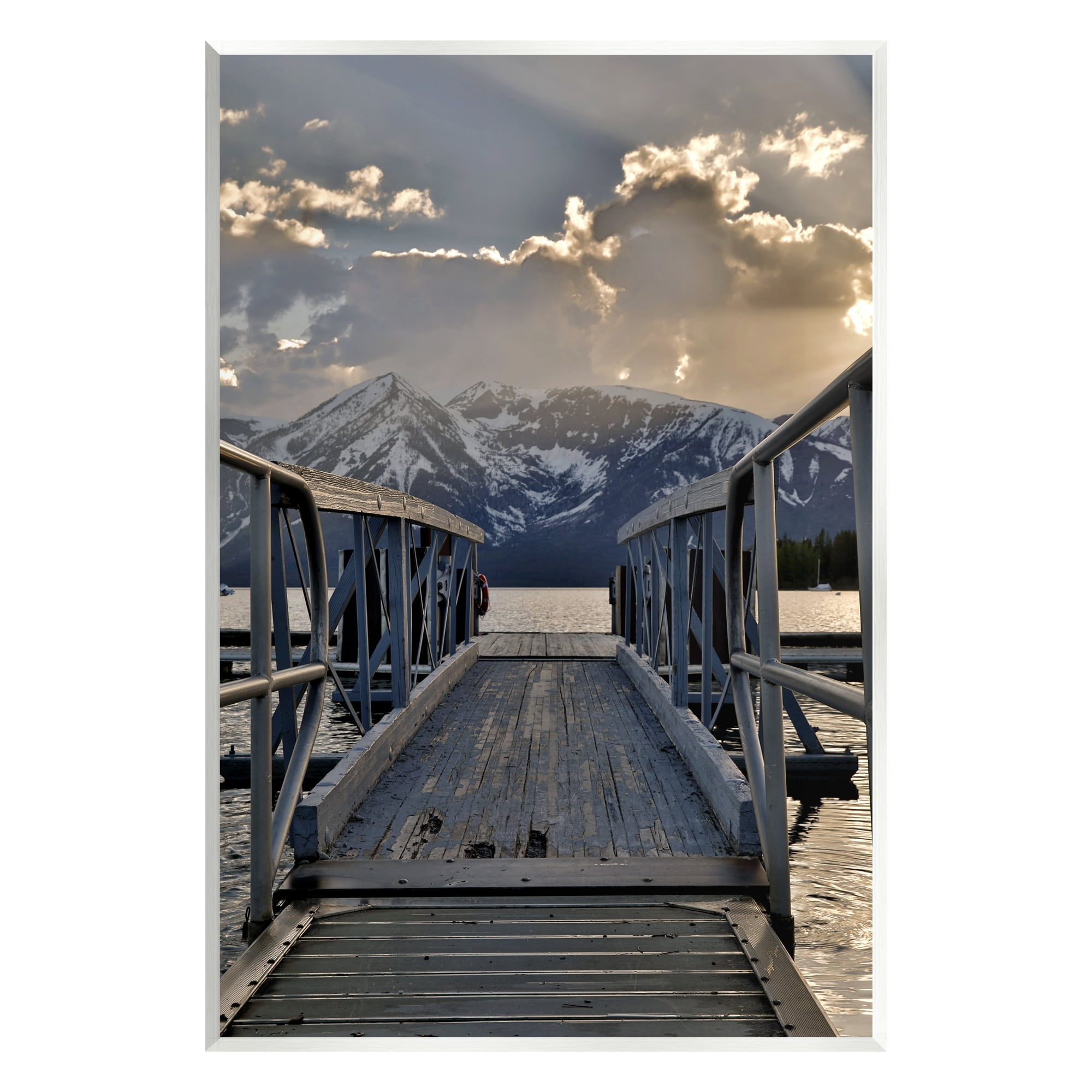 Stupell Industries Dock & Mountain View Landscape Photography Unframed Art Print Wall Art, 13 x 19