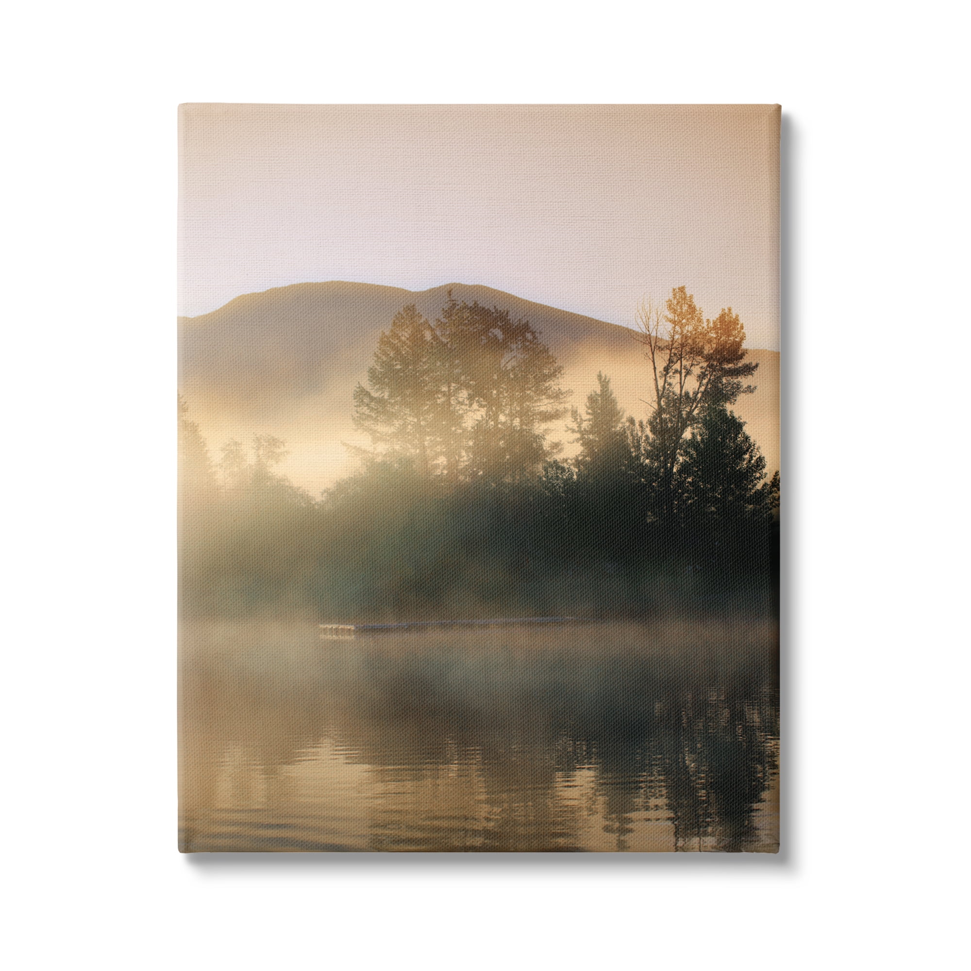 Stupell Industries Dock in Foggy Lake Landscape Photography Gallery Wrapped Canvas Art Print Wall Art, 24 x 30