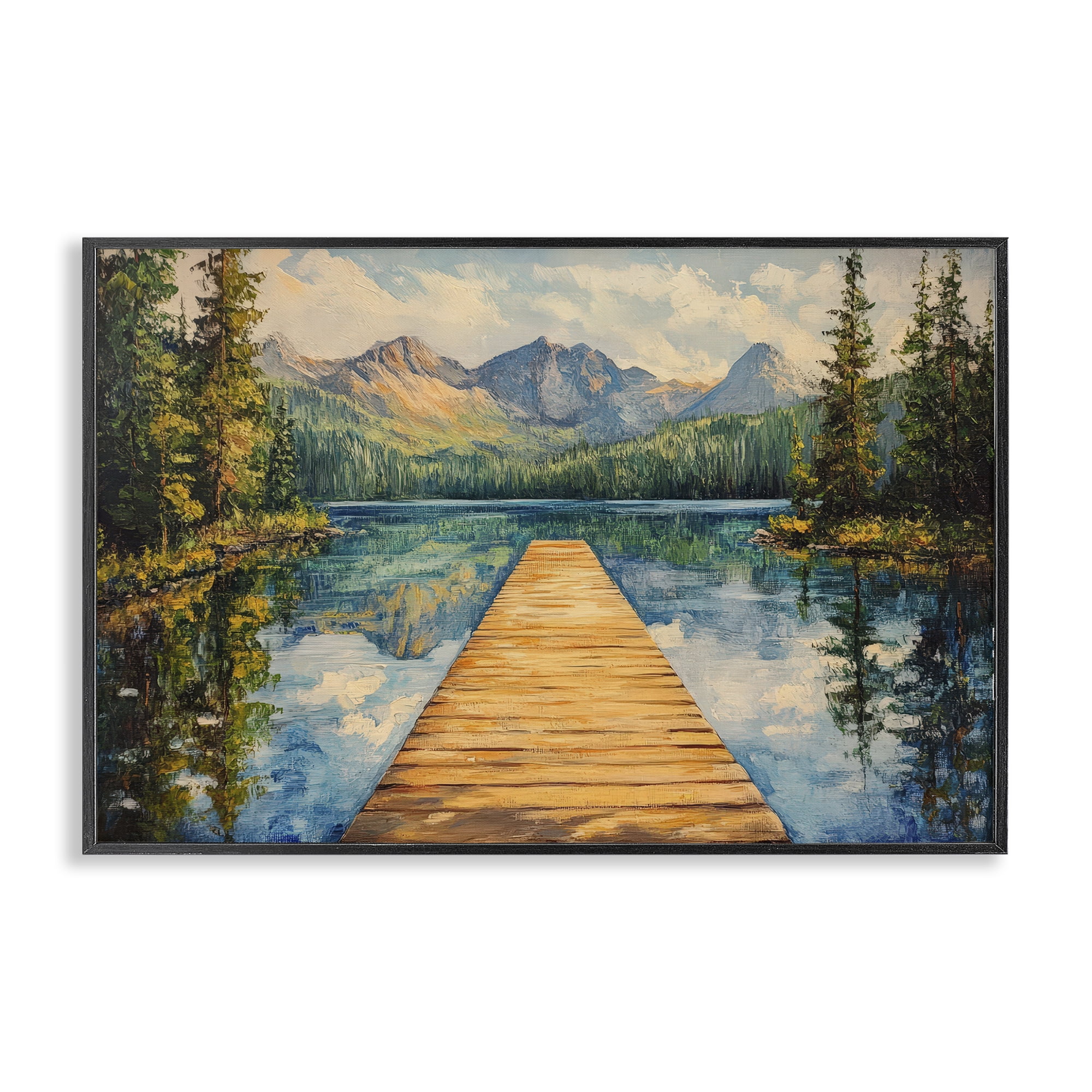 Stupell Industries Dock in The Mountains Black Framed Giclee Art, design by Petal Prints Design