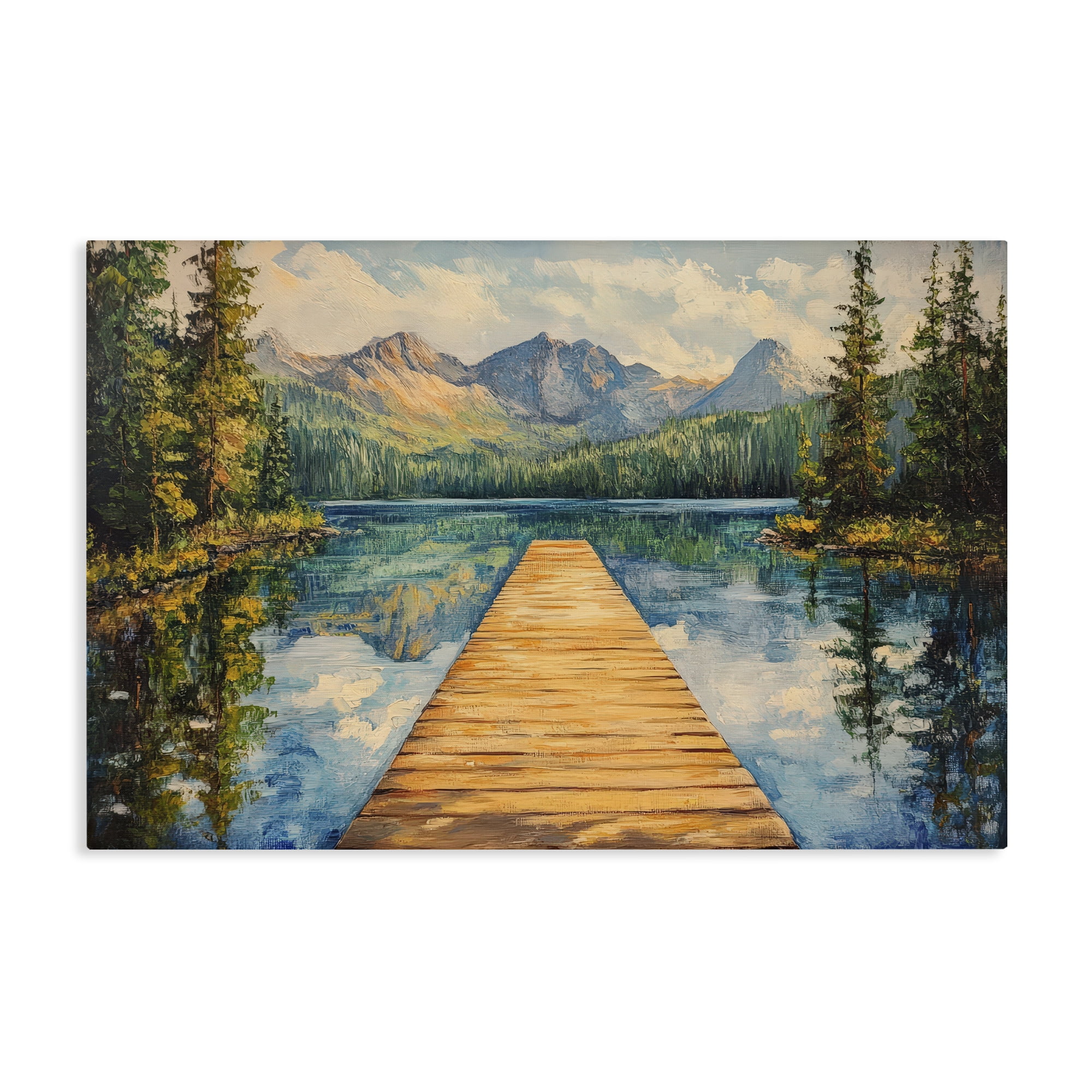 Stupell Industries Dock in The Mountains Canvas Wall Art, design by Petal Prints Design