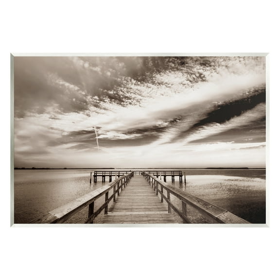 Stupell Industries Dock with Cloudy Sky Landscape Photography Unframed Art Print Wall Art, 15 x 10