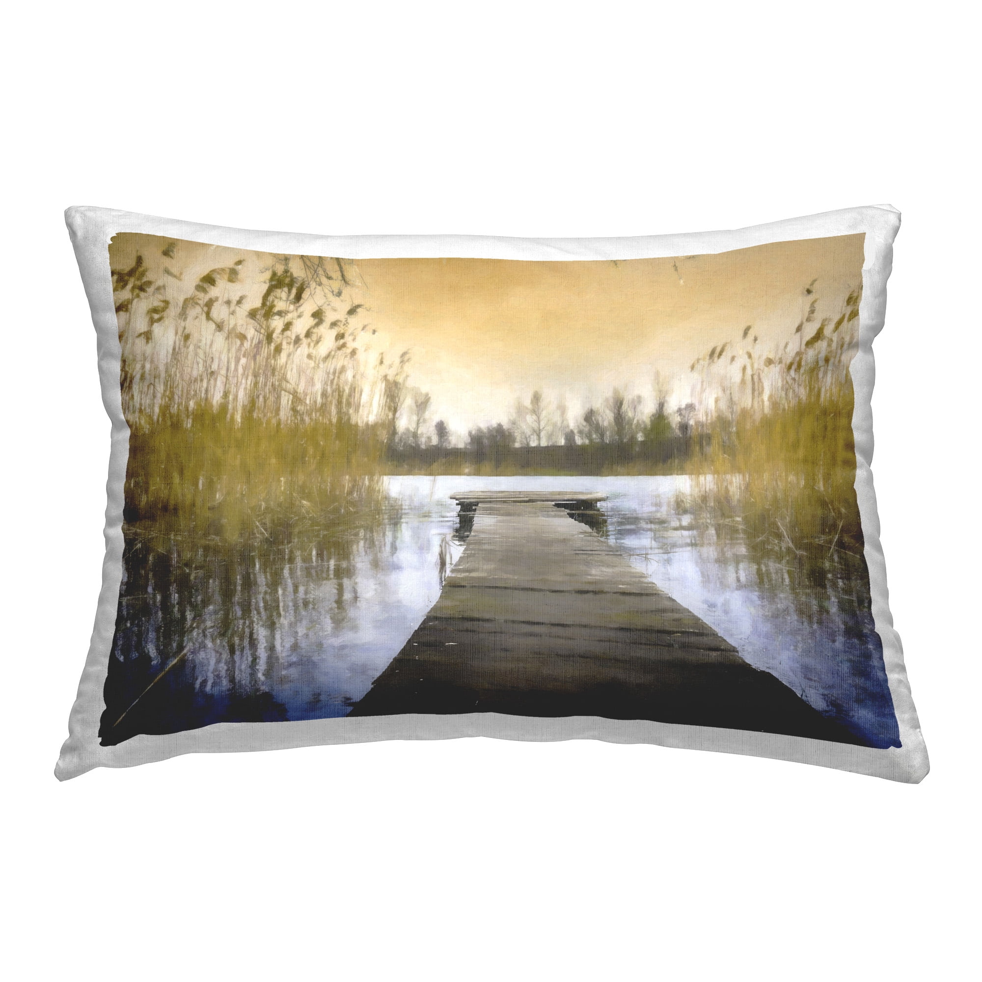 Stupell Industries Dock with Pond Reeds Decorative Printed Throw Pillow Design by Kim Curinga