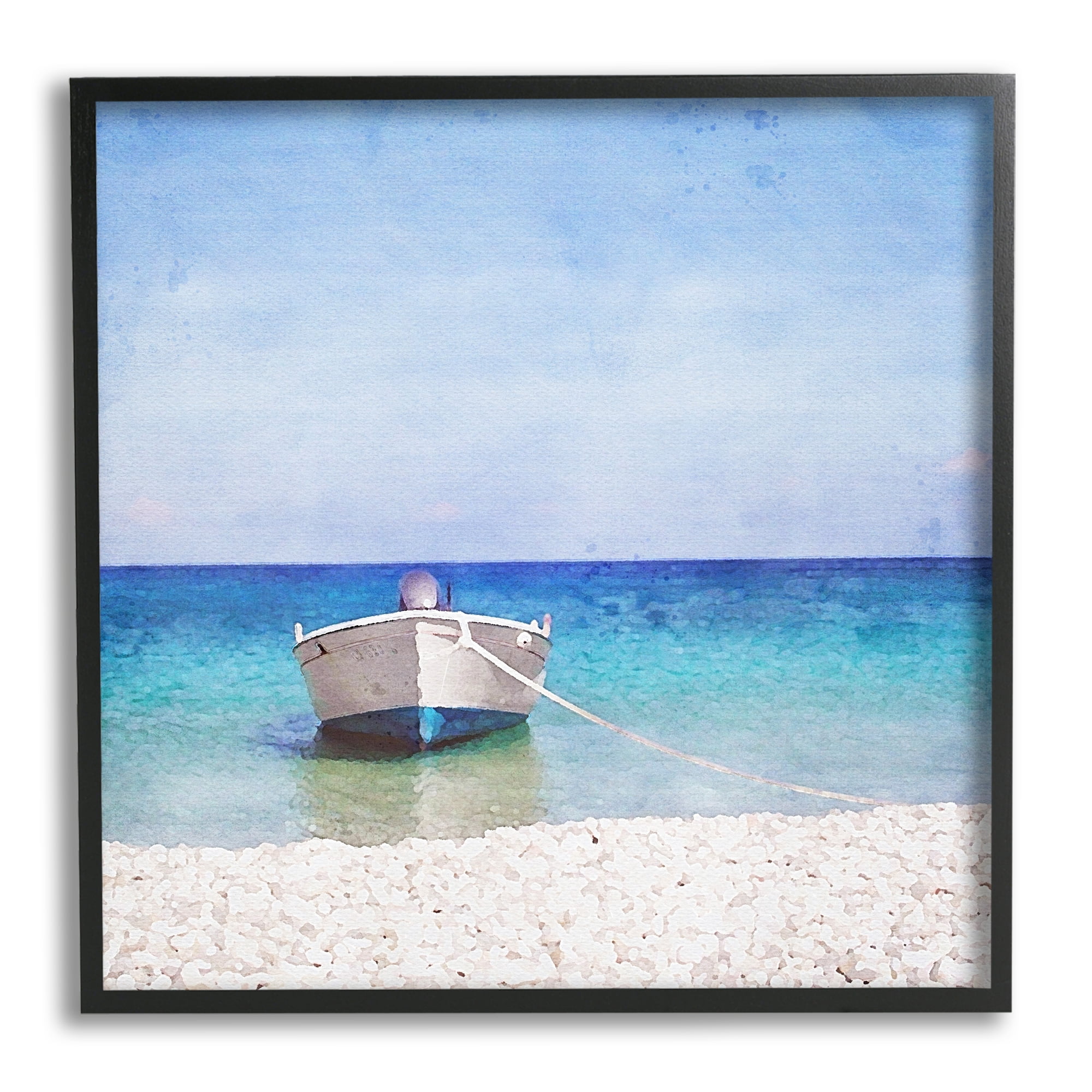 Stupell Industries Docked Dinghy Boat Transportation Painting Black Framed Art Print Wall Art, 24 x 24