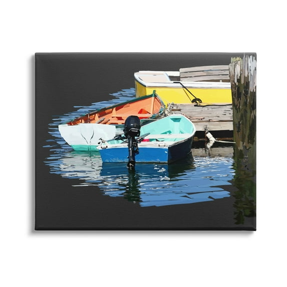Stupell Industries Docked Dinghy Boats Bold Hues Coastal Photography Gallery Wrapped Canvas Print Wall Art